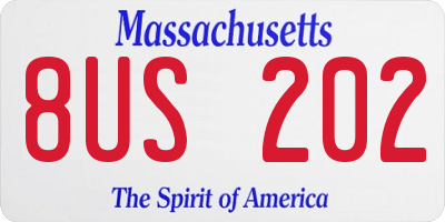 MA license plate 8US202
