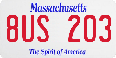 MA license plate 8US203
