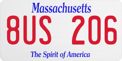 MA license plate 8US206