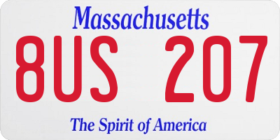 MA license plate 8US207