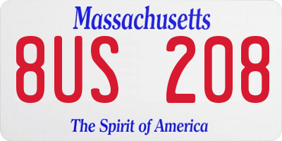 MA license plate 8US208