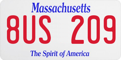 MA license plate 8US209