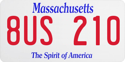 MA license plate 8US210