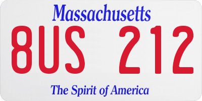 MA license plate 8US212
