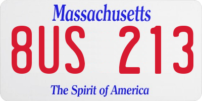MA license plate 8US213