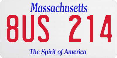 MA license plate 8US214
