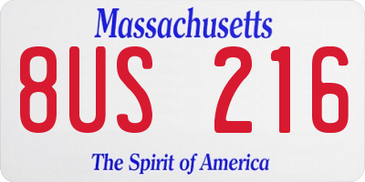MA license plate 8US216