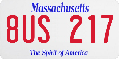 MA license plate 8US217