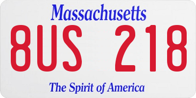 MA license plate 8US218