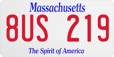 MA license plate 8US219