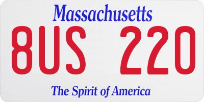 MA license plate 8US220