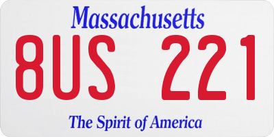 MA license plate 8US221