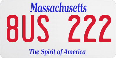 MA license plate 8US222