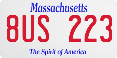 MA license plate 8US223