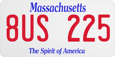 MA license plate 8US225