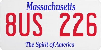 MA license plate 8US226