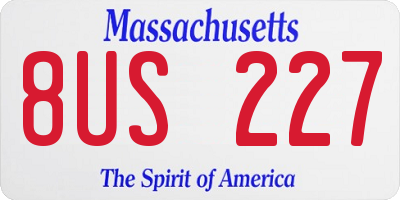 MA license plate 8US227