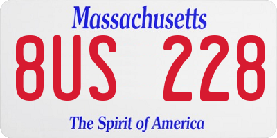 MA license plate 8US228