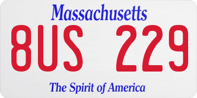 MA license plate 8US229