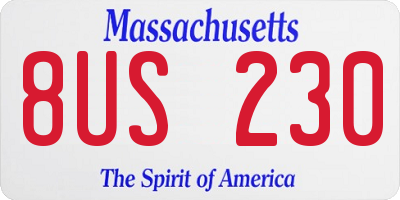 MA license plate 8US230