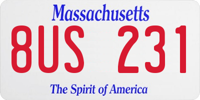 MA license plate 8US231