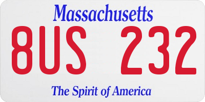 MA license plate 8US232