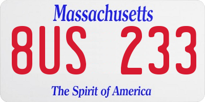 MA license plate 8US233