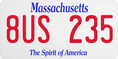 MA license plate 8US235
