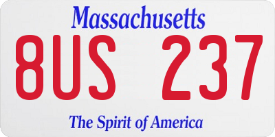 MA license plate 8US237