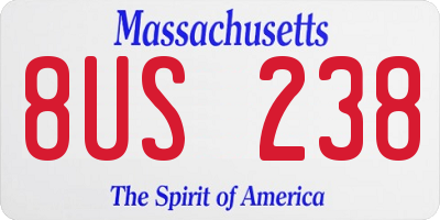 MA license plate 8US238