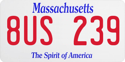 MA license plate 8US239