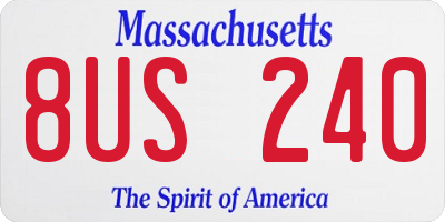 MA license plate 8US240