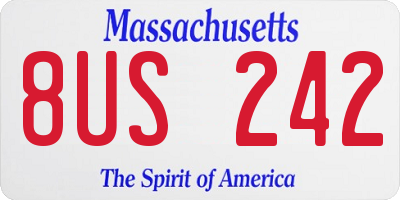 MA license plate 8US242