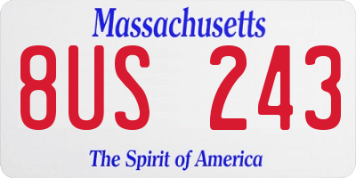 MA license plate 8US243
