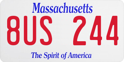 MA license plate 8US244