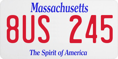 MA license plate 8US245