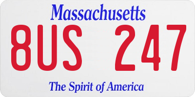 MA license plate 8US247