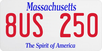 MA license plate 8US250