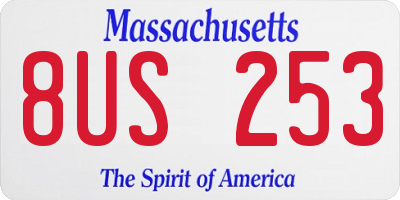 MA license plate 8US253
