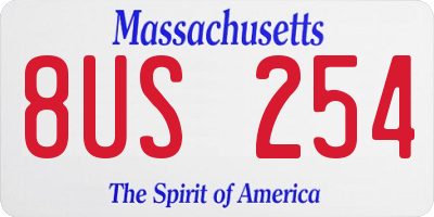 MA license plate 8US254