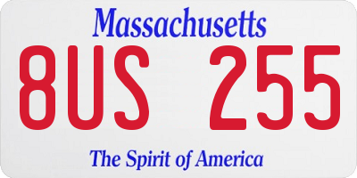 MA license plate 8US255