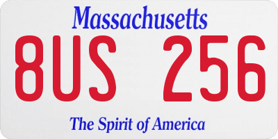 MA license plate 8US256