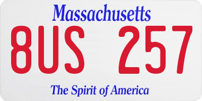 MA license plate 8US257