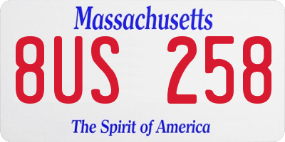 MA license plate 8US258
