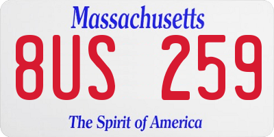 MA license plate 8US259