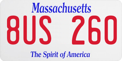 MA license plate 8US260