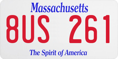 MA license plate 8US261
