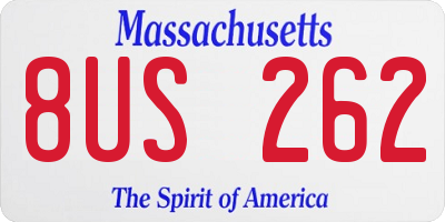 MA license plate 8US262