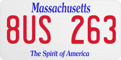 MA license plate 8US263