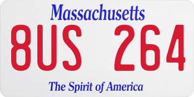 MA license plate 8US264